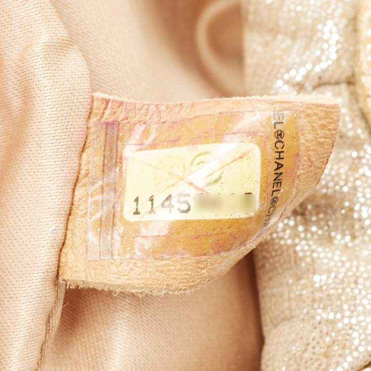 Pre Owned Chanel Gold/Silver Bubbling Leather Medium Classic Single Flap Bag