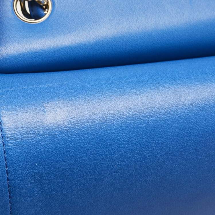 Pre Owned Chanel Blue Quilted Leather Jumbo Classic Double Flap Bag