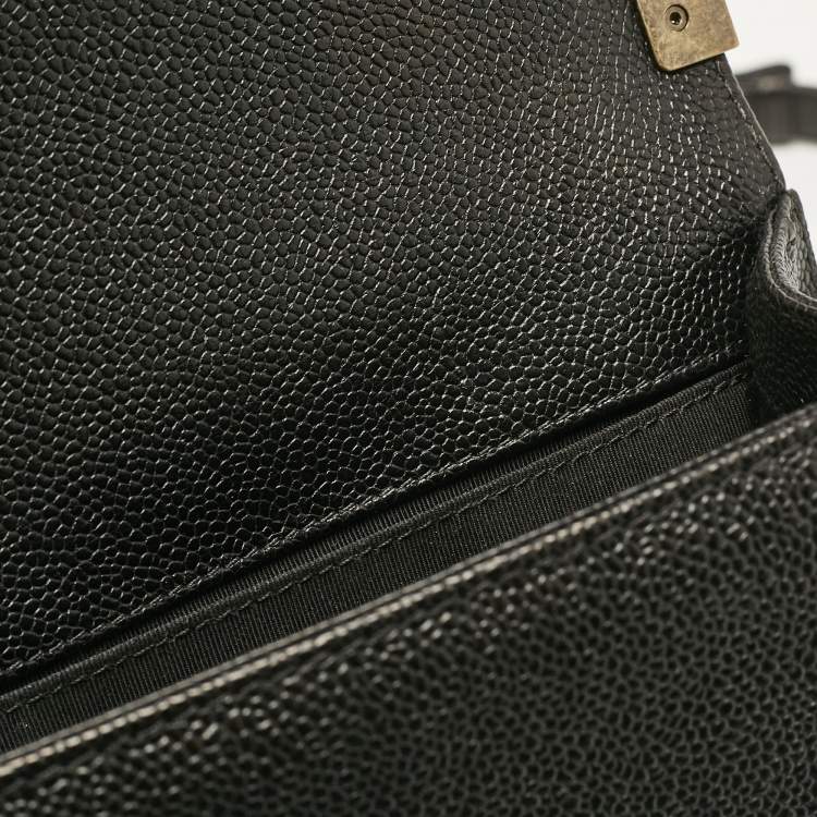 Pre Owned Chanel Black Caviar Leather Small Boy Flap Bag