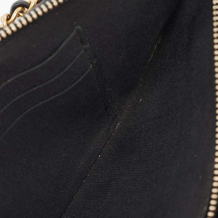 Pre Owned Chanel Black Quilted Leather Boy Double Zip Wallet On Chain