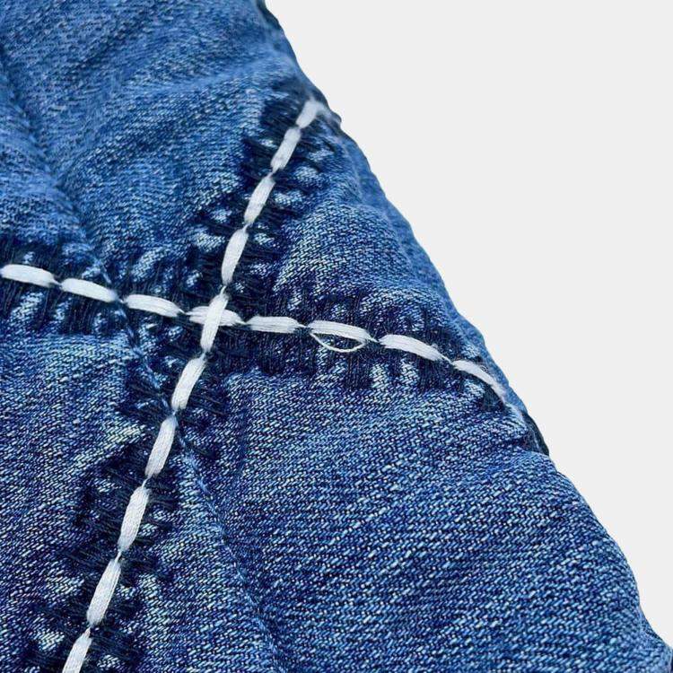 Pre Owned Chanel Blue Denim Chain Small Shoulder Bag 
