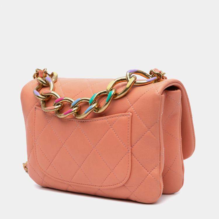Pre Owned Chanel Pink Small Lambskin Color Match Flap Bag
