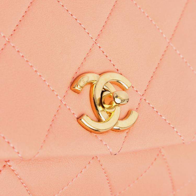 Pre Owned Chanel Pink Small Lambskin Color Match Flap Bag