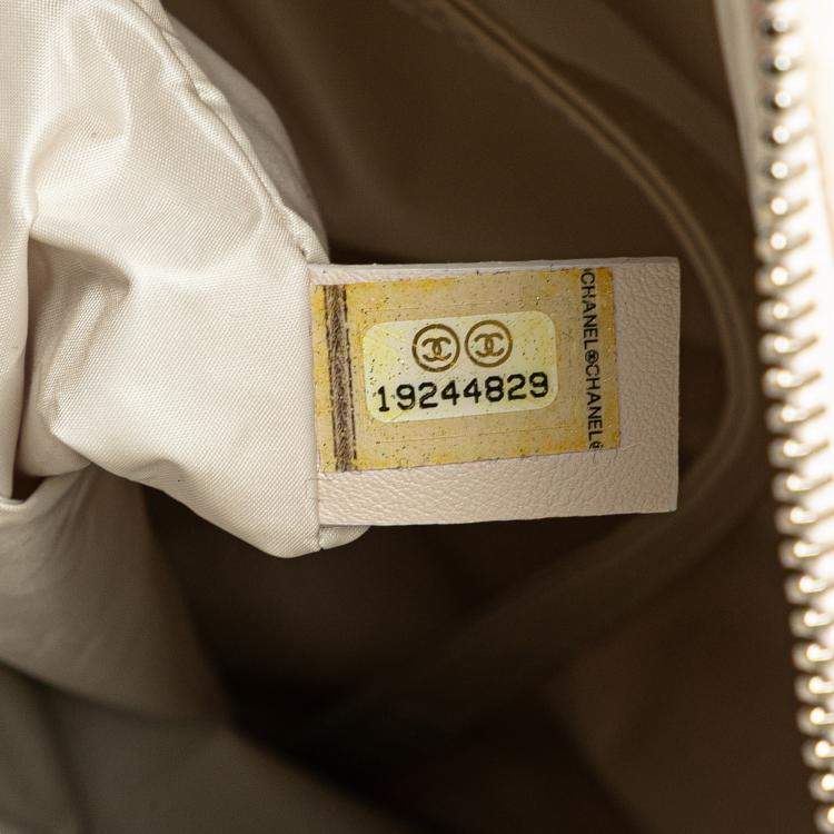 Pre Owned Chanel White Nylon Tweed Printed Coco Cocoon Tote Bag