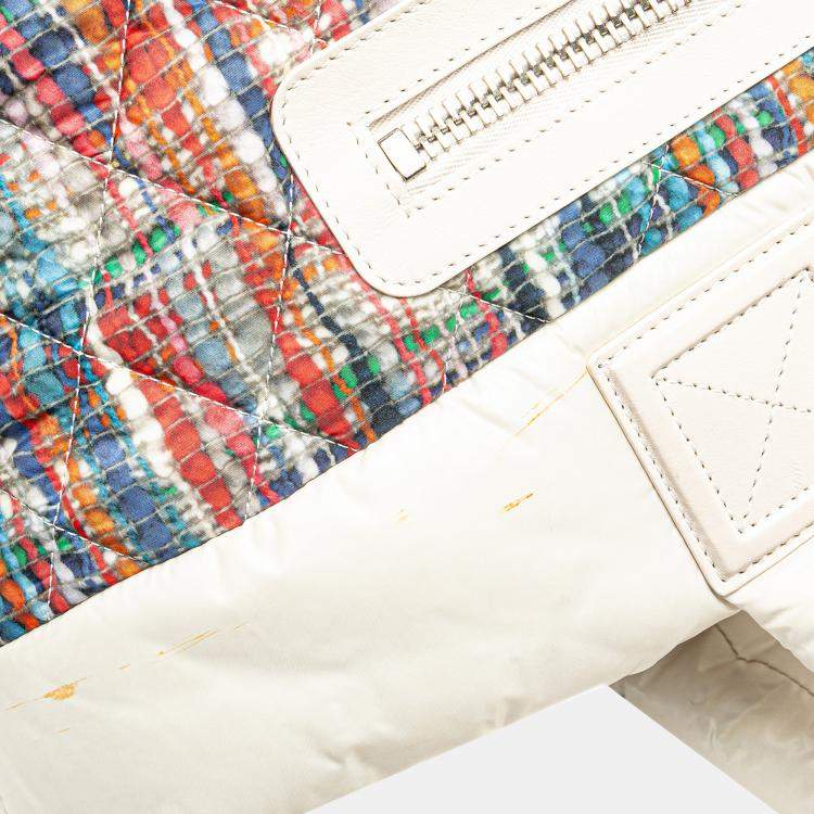 Pre Owned Chanel White Nylon Tweed Printed Coco Cocoon Tote Bag
