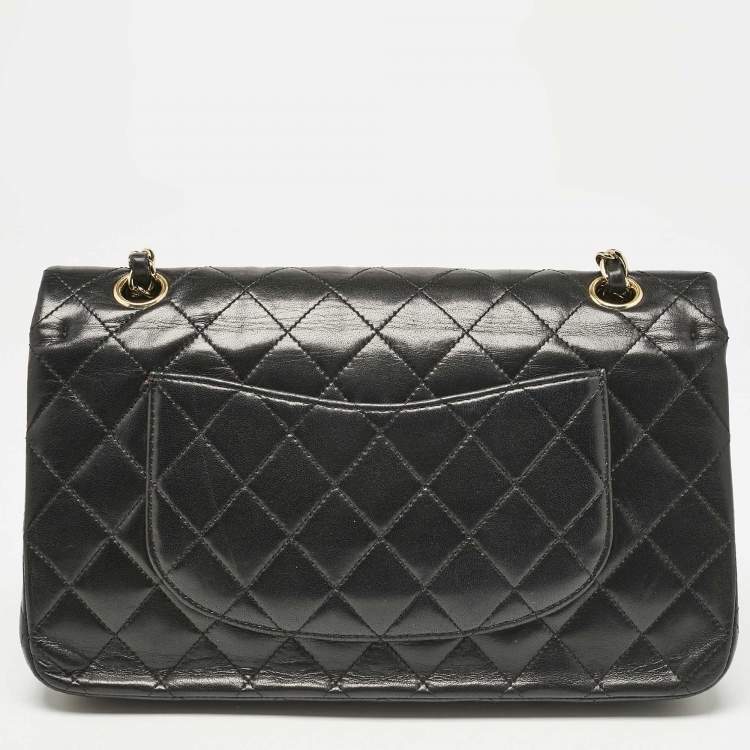 Pre Owned Chanel Black Quilted Leather Medium Classic Double Flap Bag