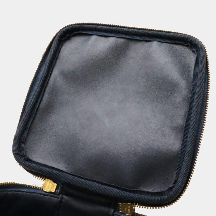 Pre Owned Chanel Coco Mark Denim Vanity Bag Handbag Blue