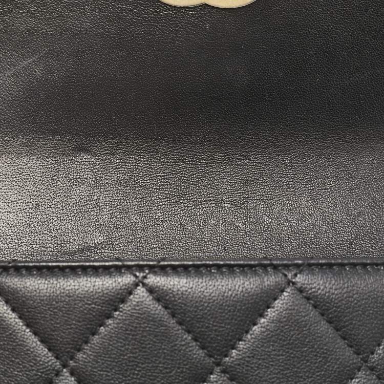 Pre Owned Chanel Black Quilted Leather Chain Infinity Belt Bag