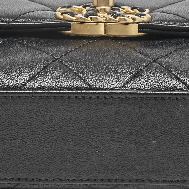 Pre Owned Chanel Black Quilted Leather Chain Infinity Belt Bag