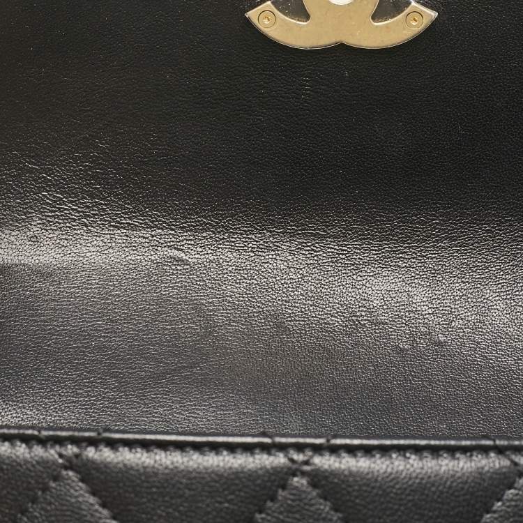 Pre Owned Chanel Black Quilted Leather Chain Infinity Belt Bag