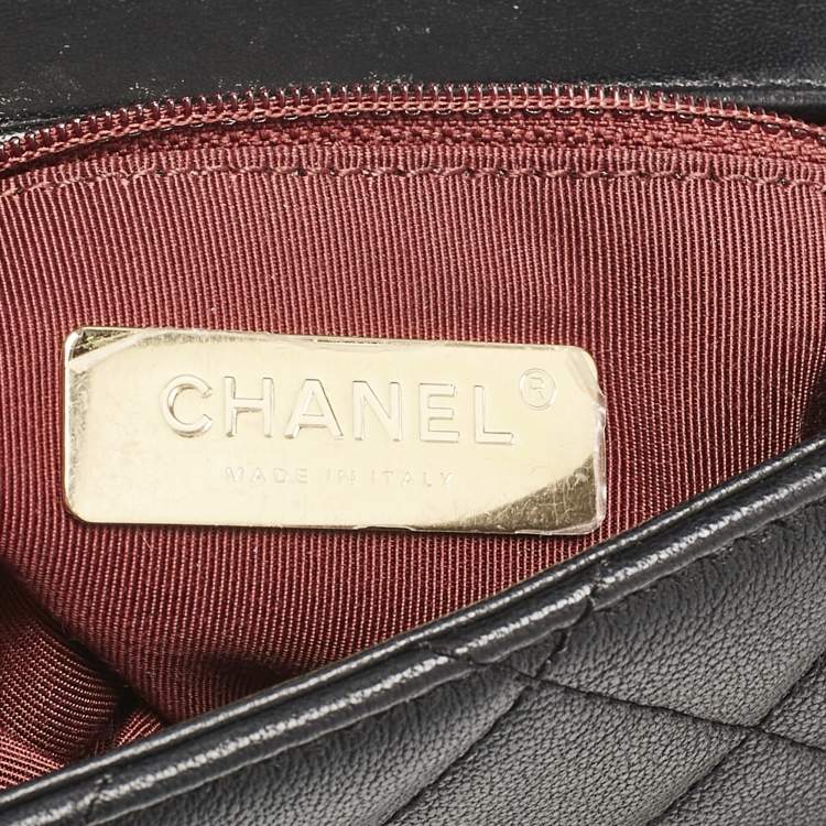 Pre Owned Chanel Black Quilted Leather Chain Infinity Belt Bag