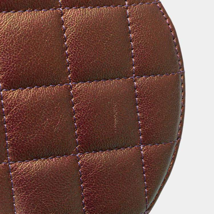 Pre Owned Chanel Purple Iridescent Lambskin Round Clutch with Chain Bag