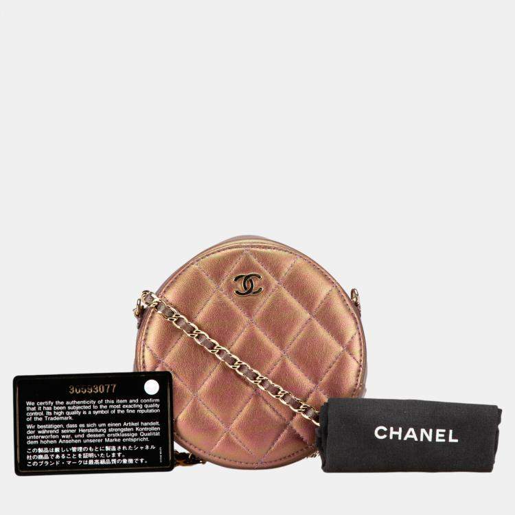 Pre Owned Chanel Purple Iridescent Lambskin Round Clutch with Chain Bag