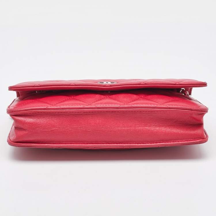 Pre Owned Chanel Rose Pink Quilted Leather Classic WOC Clutch Bag
