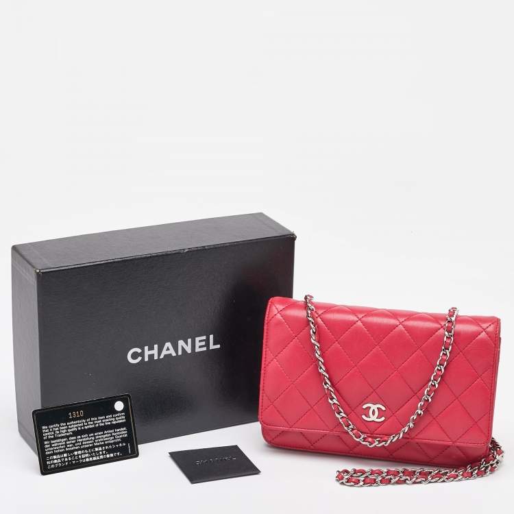 Pre Owned Chanel Rose Pink Quilted Leather Classic WOC Clutch Bag
