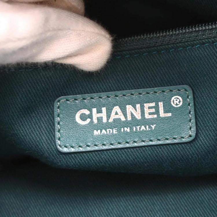 Pre Owned Chanel Green Fabric Deauville Bucket Bag