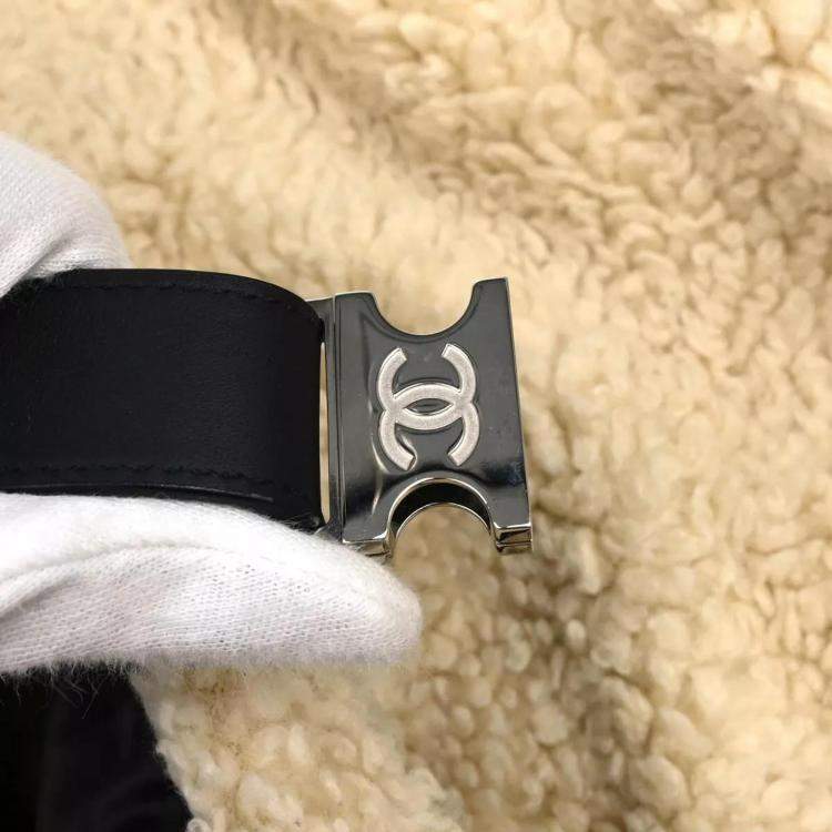 Pre Owned Chanel White Black Wool Nylon Backpack 
