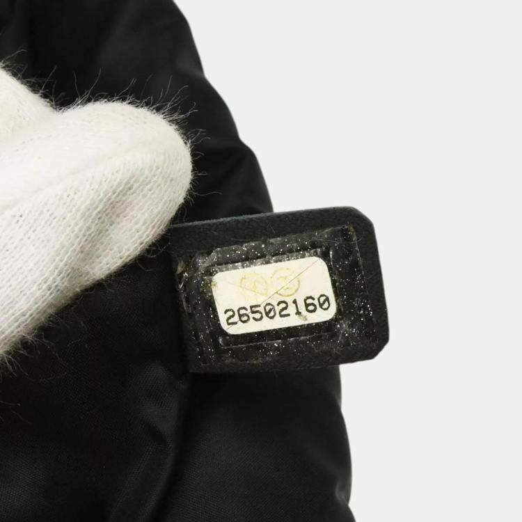 Pre Owned Chanel White Black Wool Nylon Backpack 