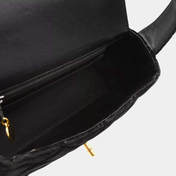 Pre Owned Chanel Black Velvet Shoulder Bag