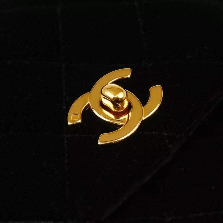 Pre Owned Chanel Black Velvet Shoulder Bag