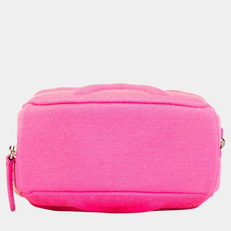 Pre Owned Chanel Pink Jersey 19 Round Clutch on Chain Bag