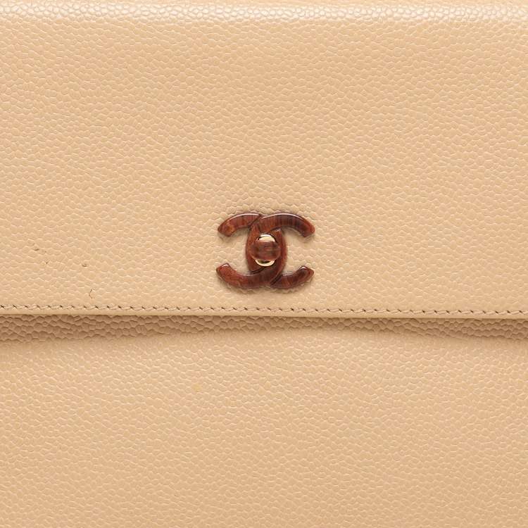Pre Owned Chanel Beige Caviar Leather Vintage Kelly Bag