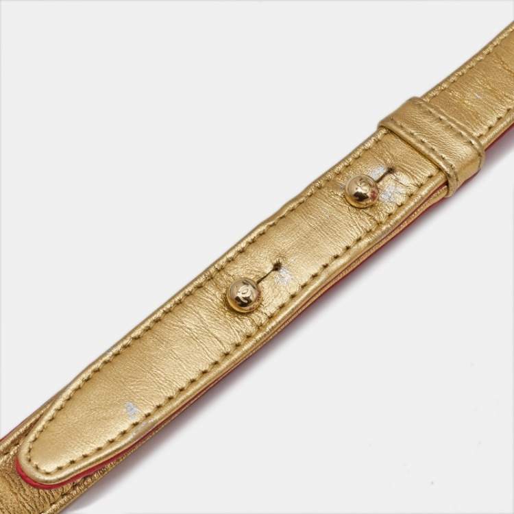 Pre Owned Chanel Gold/Red Cube Embossed Leather Medium Boy Flap Bag