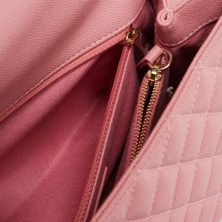 Pre Owned Chanel Pink Quilted Caviar Leather Medium Coco Top Handle Bag