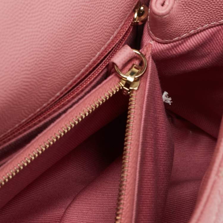 Pre Owned Chanel Pink Quilted Caviar Leather Medium Coco Top Handle Bag