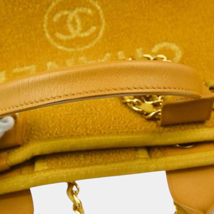 Pre Owned Chanel Yellow Fabric Medium Deauville Tote Bag