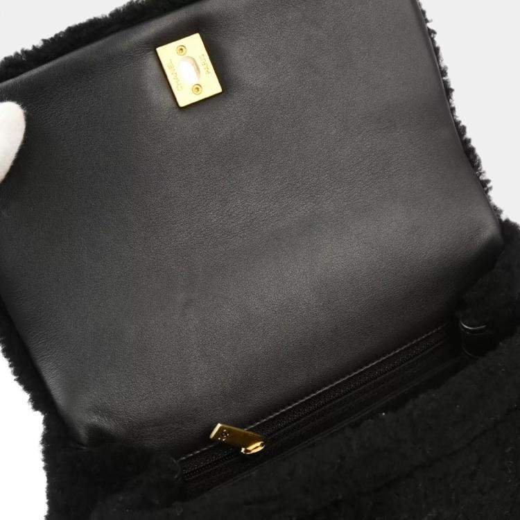 Pre Owned Chanel Shearling Small Coco Top Handle Bag 