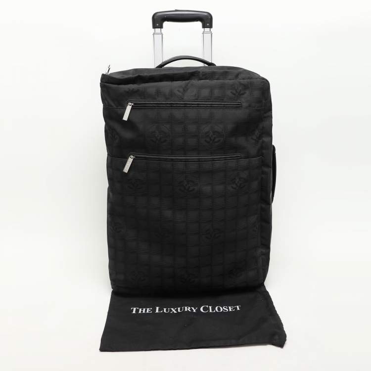 مملوكة مسبقًا Chanel Black Nylon Travel Ligne 2 Wheeled Trolley Rolling Luggage