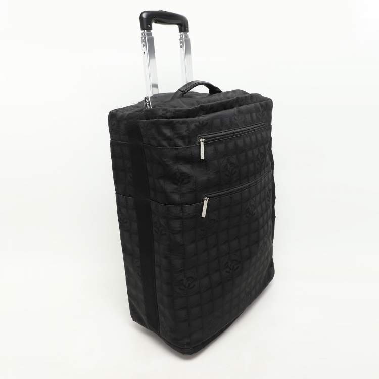 مملوكة مسبقًا Chanel Black Nylon Travel Ligne 2 Wheeled Trolley Rolling Luggage