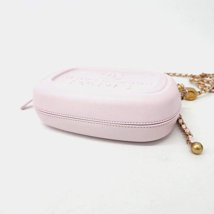 Pre Owned Chanel Pink Leather Mini Camera Case Bag