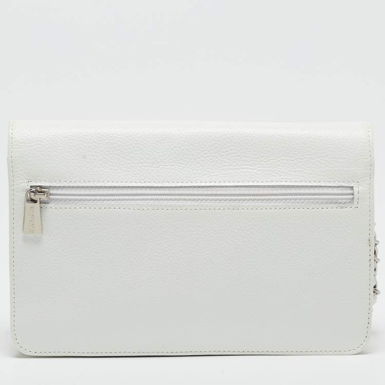 Pre Owned Chanel White Caviar Leather CC Timeless Wallet on Chain