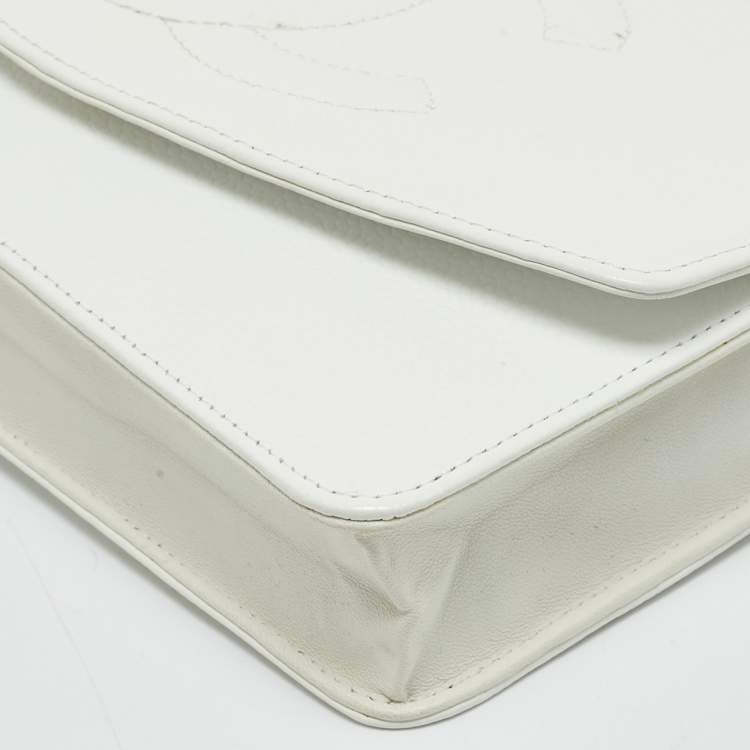 Pre Owned Chanel White Caviar Leather CC Timeless Wallet on Chain