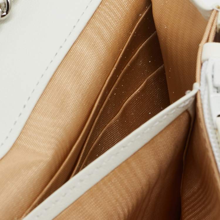 Pre Owned Chanel White Caviar Leather CC Timeless Wallet on Chain