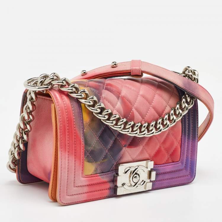 Pre Owned Chanel Multicolor Quilted Leather Small Flower Power Boy Bag