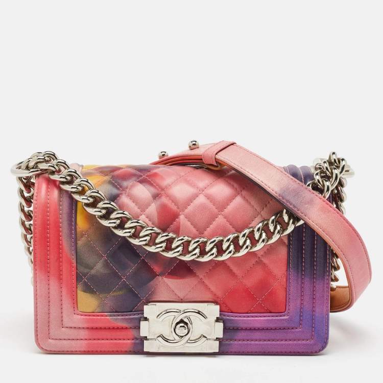 Pre Owned Chanel Multicolor Quilted Leather Small Flower Power Boy Bag