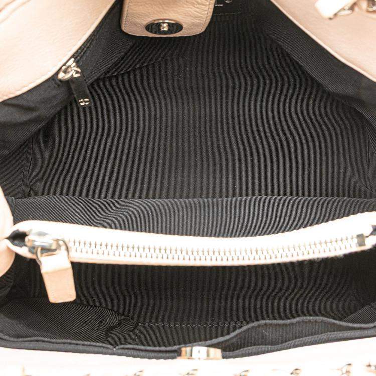 Pre Owned Chanel Light Beige Mini Quilted Lambskin Chain Me Tote Bag