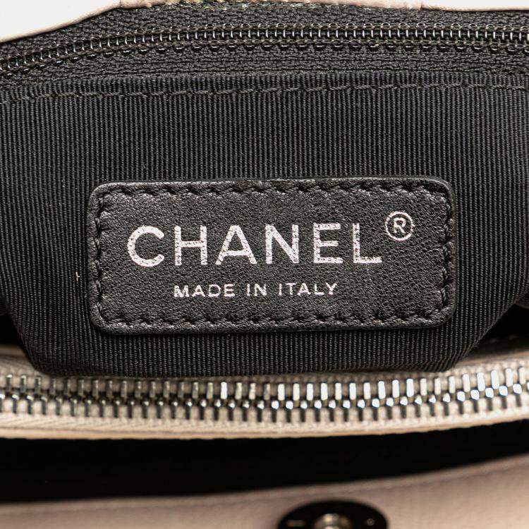 Pre Owned Chanel Light Beige Mini Quilted Lambskin Chain Me Tote Bag