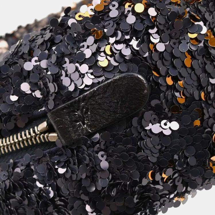 Pre Owned Chanel Lambskin Sequins CC Round Shoulder Bag 