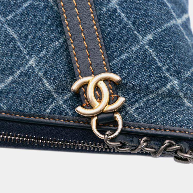 Pre Owned Chanel Blue Large Denim Gabrielle O Case Clutch Bag