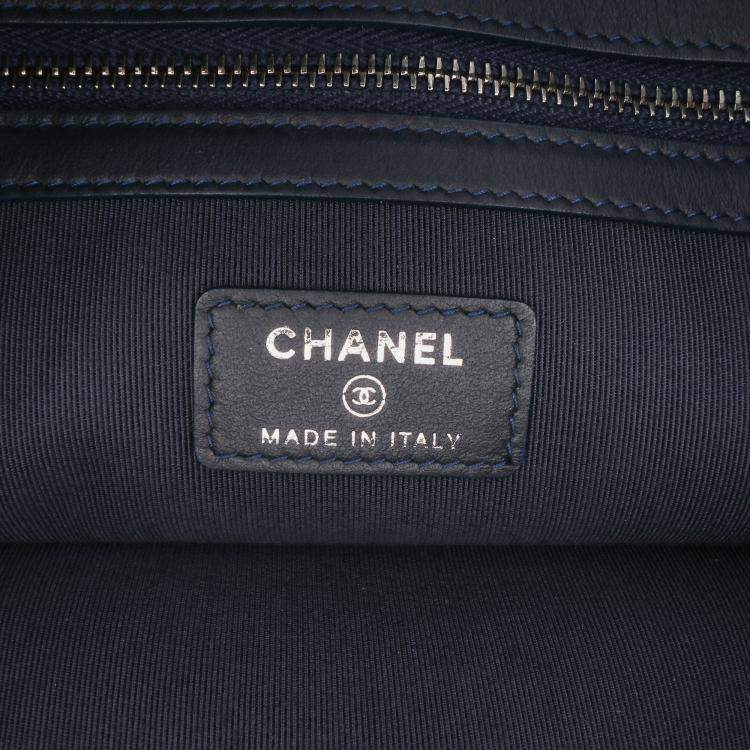 Pre Owned Chanel Blue Large Denim Gabrielle O Case Clutch Bag