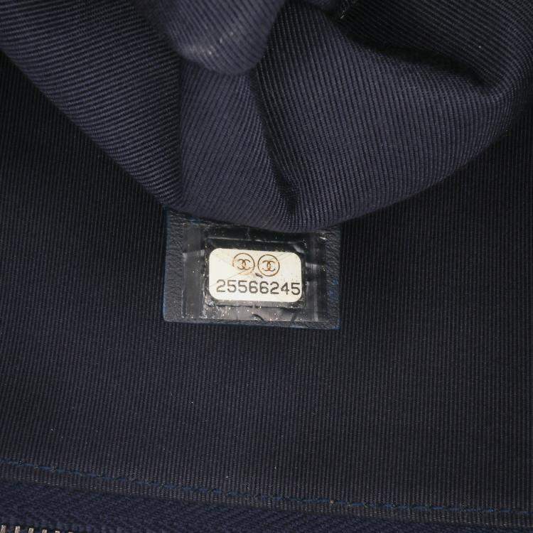 Pre Owned Chanel Blue Large Denim Gabrielle O Case Clutch Bag