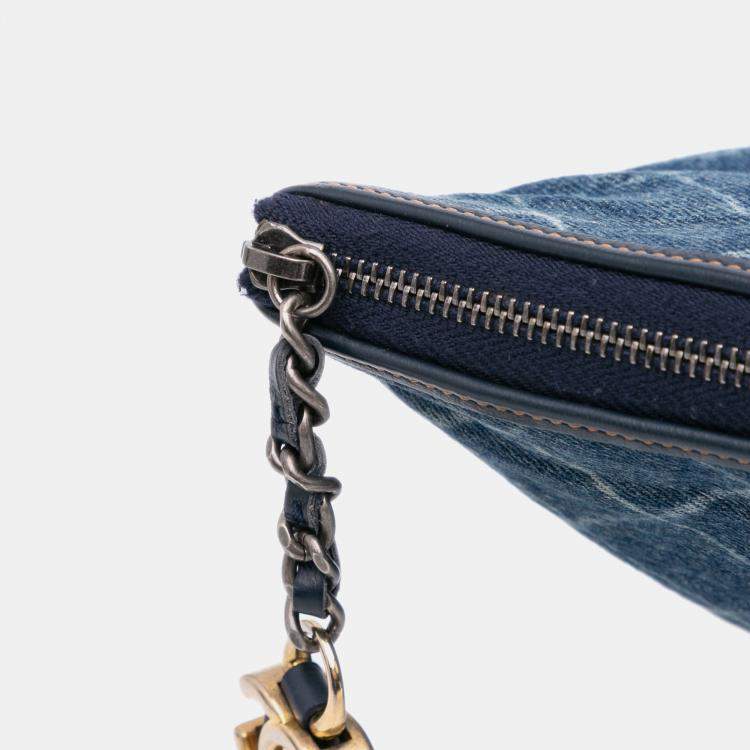 Pre Owned Chanel Blue Large Denim Gabrielle O Case Clutch Bag