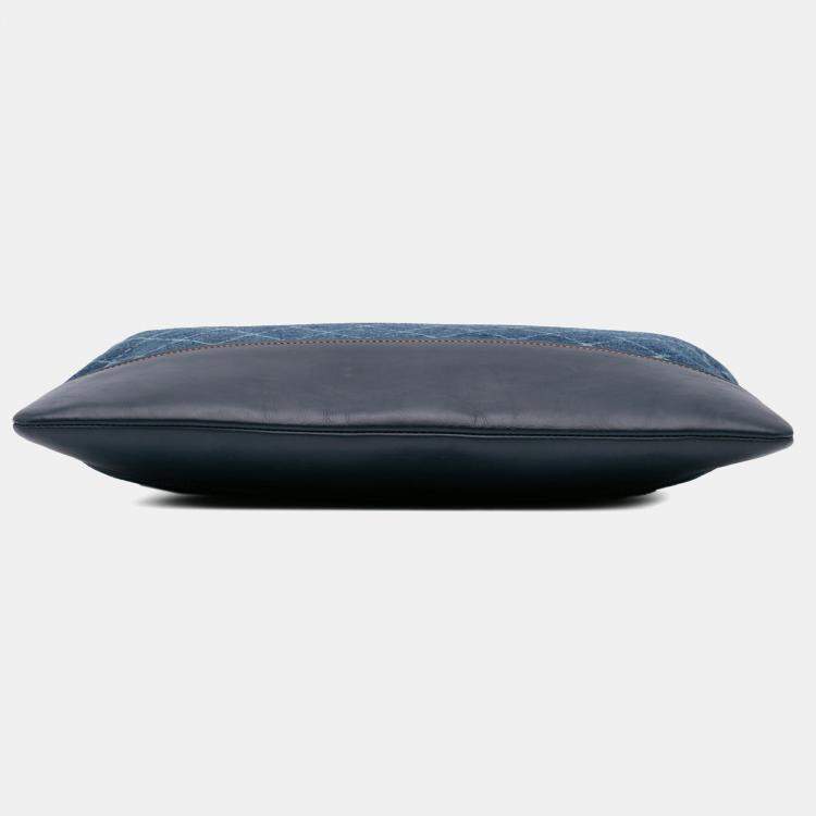 Pre Owned Chanel Blue Large Denim Gabrielle O Case Clutch Bag
