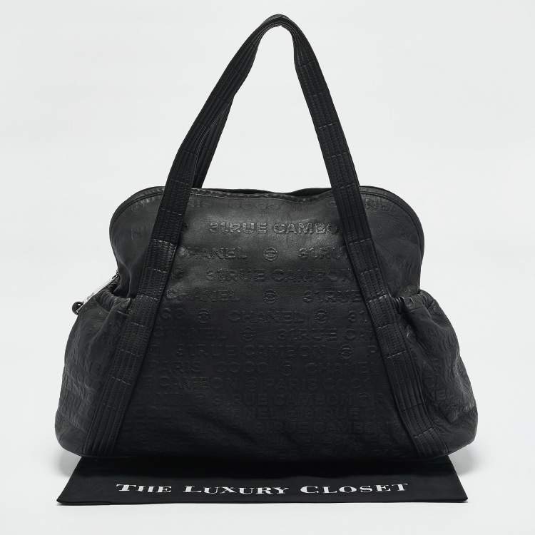 Pre Owned Chanel Black 31 Rue Cambon Embossed Leather Large Satchel