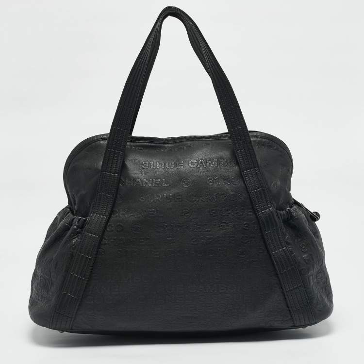 Pre Owned Chanel Black 31 Rue Cambon Embossed Leather Large Satchel