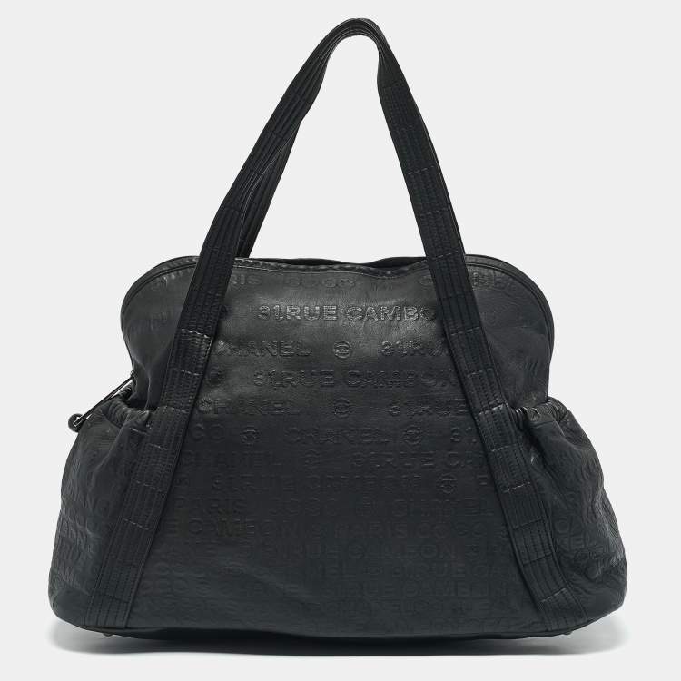 Pre Owned Chanel Black 31 Rue Cambon Embossed Leather Large Satchel